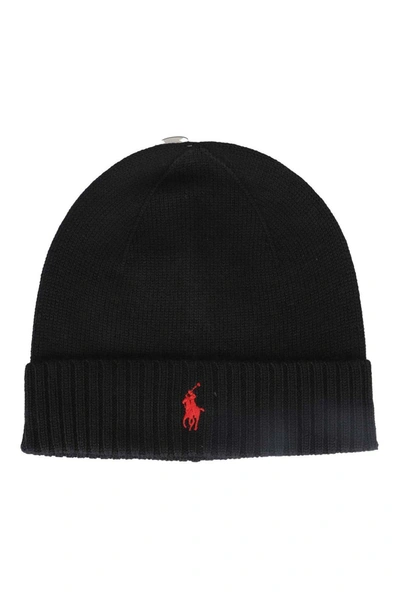 Polo Ralph Lauren Pony Embroidered Knit Beanie In Black | ModeSens