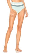 L*space Portia Stripe High Rise Bikini Bottom In Light Turq