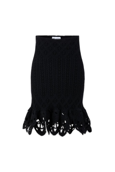 Rabanne Scallop Hem Waffle-knit Skirt In Black