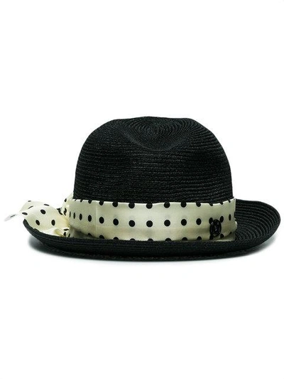 Maison Michel Black Joseph Polka Dot Straw Hat