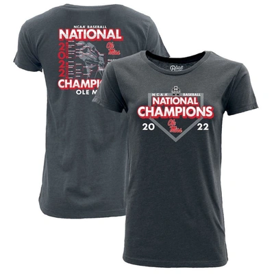 Blue 84 Baseball College World Series Champions Schedule T-shirt In Heathered Navy