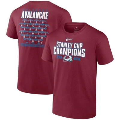 Fanatics Branded Burgundy Colorado Avalanche 2022 Stanley Cup Champions Big & Tall Roster T-shirt