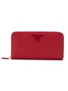Prada Saffiano Leather Wallet In Red