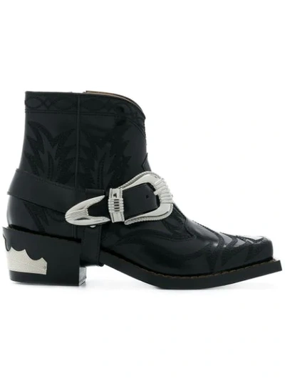 Toga Western Ankle Boots In Black