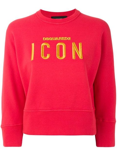 Dsquared2 Embroidered Cotton Sweatshirt In Red
