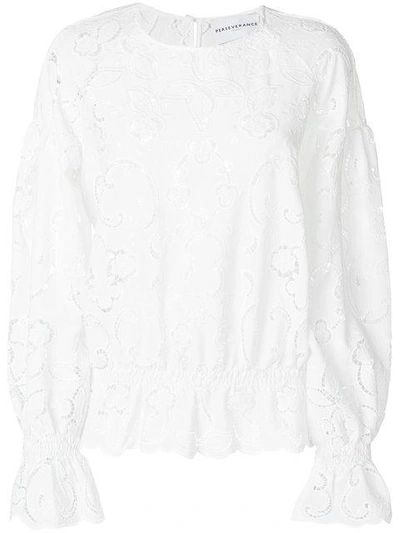 Perseverance London Embroidered Cut-out Blouse - White