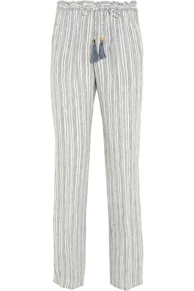 Tory Burch Luna Striped Linen Pants | ModeSens