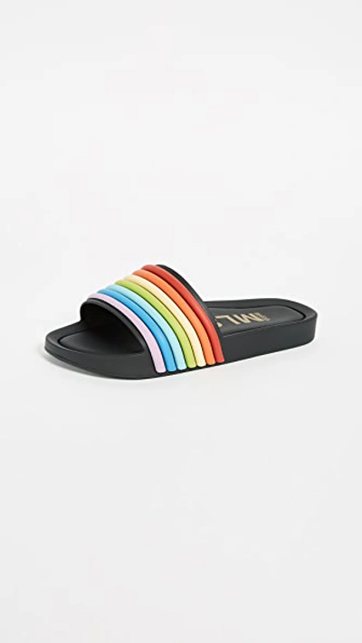 Melissa Beach 3db Rain Slides In Black Multicolor