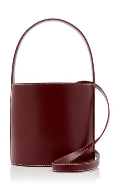 Staud Bissett Leather Bucket Bag In Red