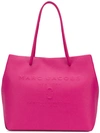 Marc Jacobs East-west Saffiano Leather Tote Bag In Vivid Pink/gold