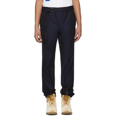 Sacai Navy Belted Trousers In 201 Navy