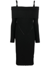Andreädamo Off-shoulder Knit Dress In Black