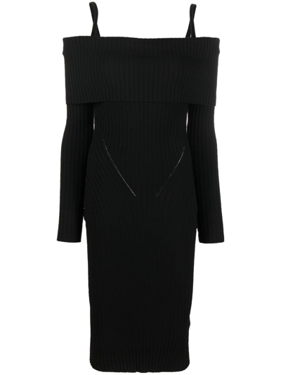 Andreädamo Off-shoulder Knit Dress In Black