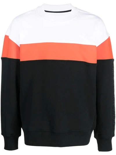 Moose Knuckles Stripe-print Long-sleeved Sweatshirt In Black