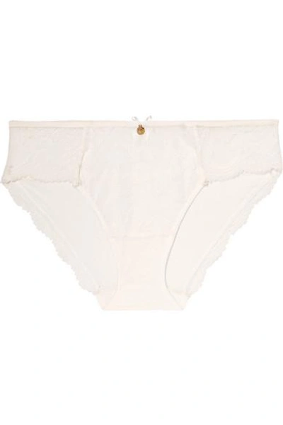 Chantelle Présage Stretch-leavers Lace And Tulle Briefs In White