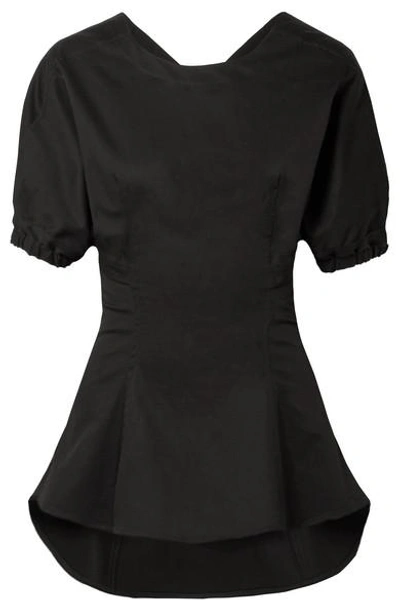 Tome Open-back Stretch-cotton Poplin Top In Black