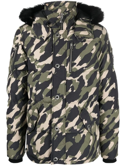 Moose Knuckles 3q Camouflage-print Down Coat In Green