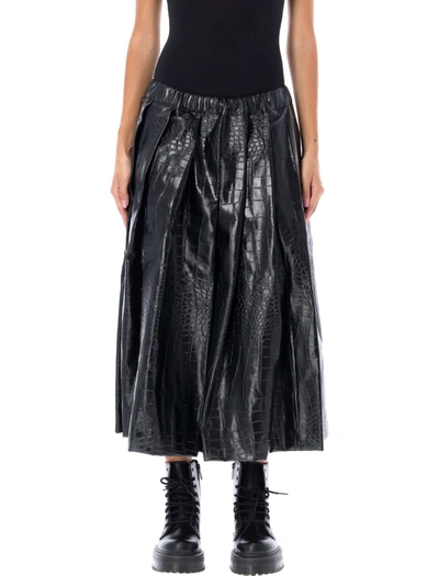 Comme Des Garçons Black Croc-embossed Faux-leather Midi Skirt