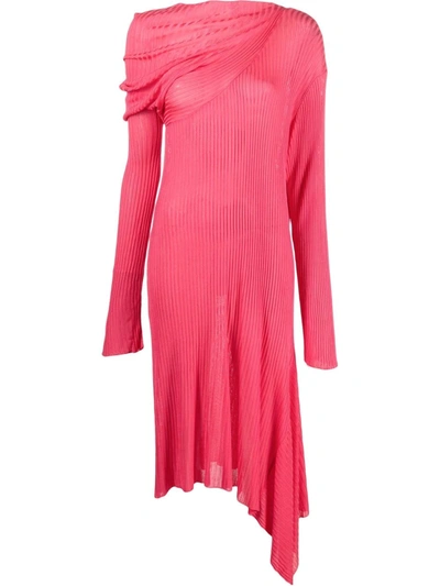 Marques' Almeida Ribbed-knit Asymmetric Dress In Pink