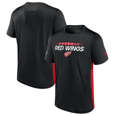 Fanatics Branded Black/red Detroit Red Wings Authentic Pro Rink Tech T-shirt In Black,red