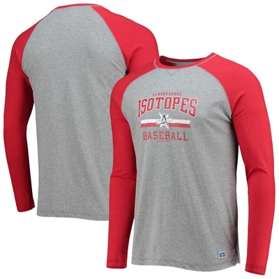 Boxercraft Red/heathered Gray Albuquerque Isotopes Long Sleeve Baseball T-shirt