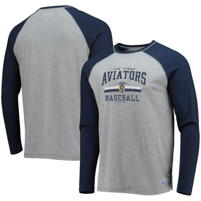Boxercraft Navy/heathered Gray Las Vegas Aviators Long Sleeve Baseball T-shirt