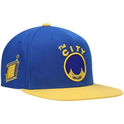 Mitchell & Ness Men's  Royal, Gold Golden State Warriors Hardwood Classics Snapback Hat In Royal,gold