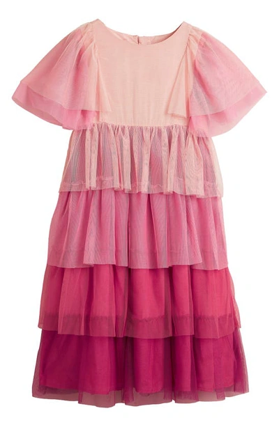 Mini Boden Kids' Gradient Tiered Tulle Dress In Provence Dusty Pink