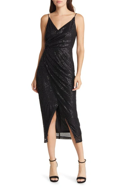 Area Stars Sequin Cocktail Dress In Black