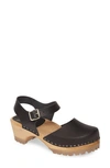 Mia Freja Platform Clog In Black Leather