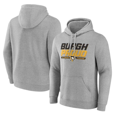 Fanatics Branded Heathered Grey Pittsburgh Penguins Hometown Burgh Proud Fitted Pullover Hoodie In Heather Grey