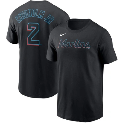 Nike Jazz Chisholm Jr. Black Miami Marlins Name & Number T-shirt