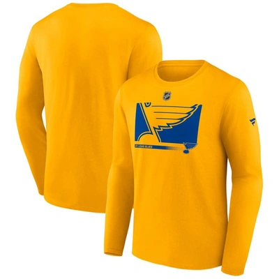 Fanatics Branded Gold St. Louis Blues Authentic Pro Core Collection Secondary Long Sleeve T-shirt