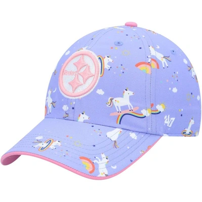 47 Brand Kids' Girls Preschool '47 Purple Pittsburgh Steelers Unicorn Clean Up Adjustable Hat