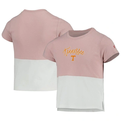 League Collegiate Wear Kids' Girls Youth  Pink/white Tennessee Volunteers Colorblocked T-shirt In Pink,white