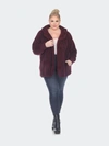 White Mark Plus Size Plush Hooded Cardigan Jacket With Pockets In Purple
