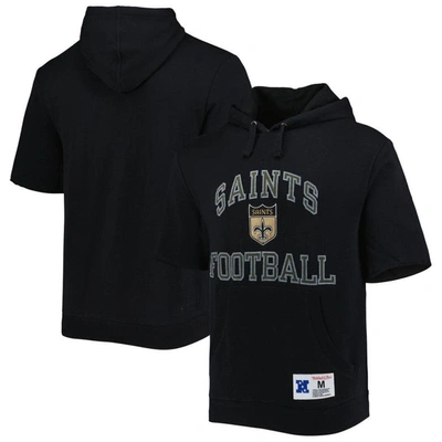 Mitchell & Ness Men's  Black New Orleans Saints Washed Short Sleeve Pullover Hoodie