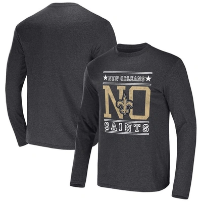Nfl X Darius Rucker Collection By Fanatics Heathered Charcoal New Orleans Saints Long Sleeve T-shirt In Heather Charcoal