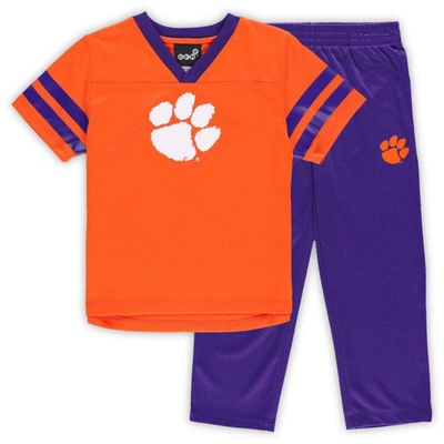 Outerstuff Kids' Toddler Orange/purple Clemson Tigers Red Zone Jersey & Trousers Set