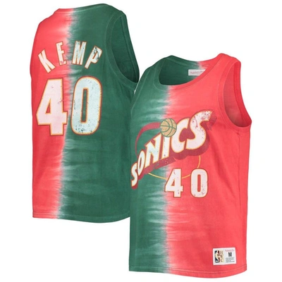 Mitchell & Ness Shawn Kemp Green/red Seattle Supersonics Hardwood Classics Tie-dye Name & Number Tan