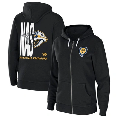 Wear By Erin Andrews Black Nashville Predators Sponge Fleece Full-zip Hoodie