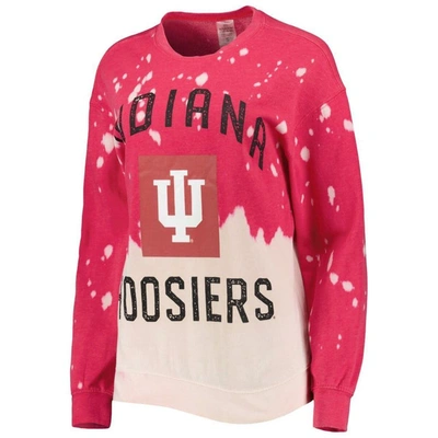 Gameday Couture Crimson Indiana Hoosiers Twice As Nice Faded Dip-dye Pullover Sweatshirt