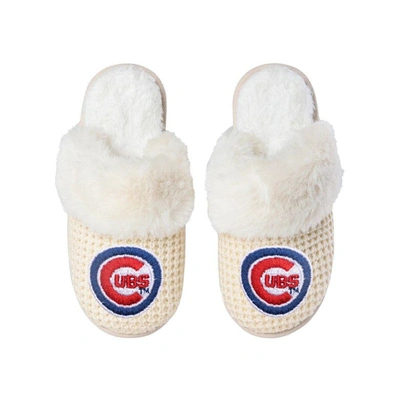 Foco Chicago Cubs Open Back Slippers In Cream