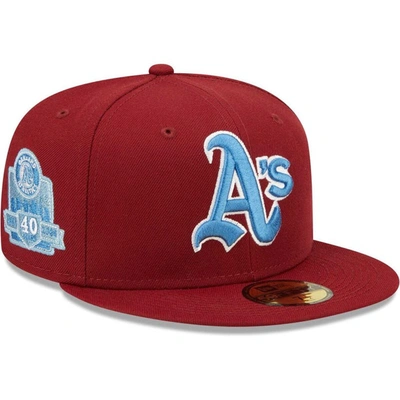 New Era Cardinal Oakland Athletics 40th Anniversary Air Force Blue Undervisor 59fifty Fitted Hat