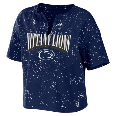 Wear By Erin Andrews Gray Penn State Nittany Lions Bleach Wash Splatter Notch Neck T-shirt