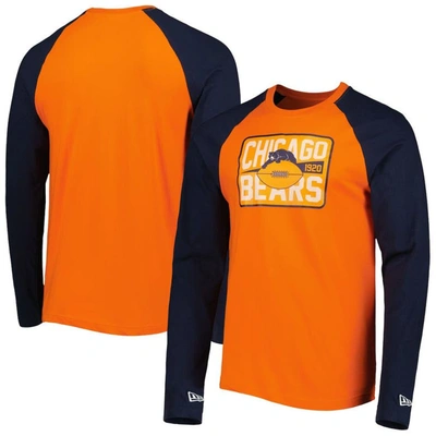 New Era Orange Chicago Bears Throwback Raglan Long Sleeve T-shirt