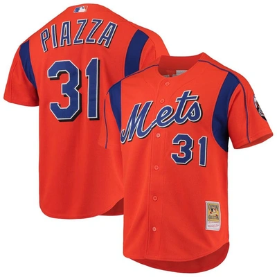 Mitchell & Ness Mike Piazza Orange New York Mets Cooperstown Collection Mesh Batting Practice Button