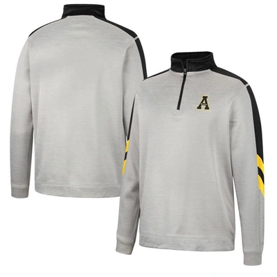 Colosseum Men's  Gray And Black Appalachian State Mountaineers Bushwood Fleece Quarter-zip Jacket In Gray,black