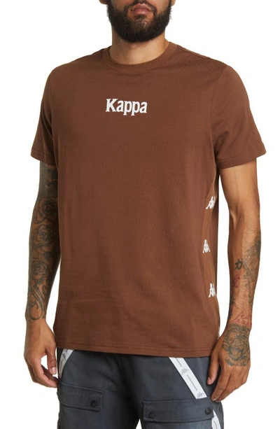 Kappa Authentic Vornit Cotton Graphic Tee In Brown Dk-white Bright