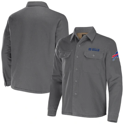 Nfl X Darius Rucker Collection By Fanatics Gray Buffalo Bills Canvas Button-up Shirt Jacket